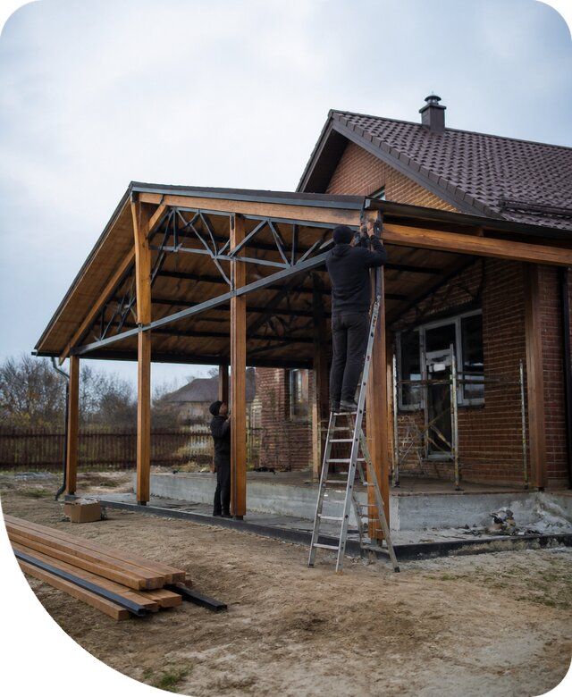 Пристройка навеса к дому и участку в Кстове под ключ
